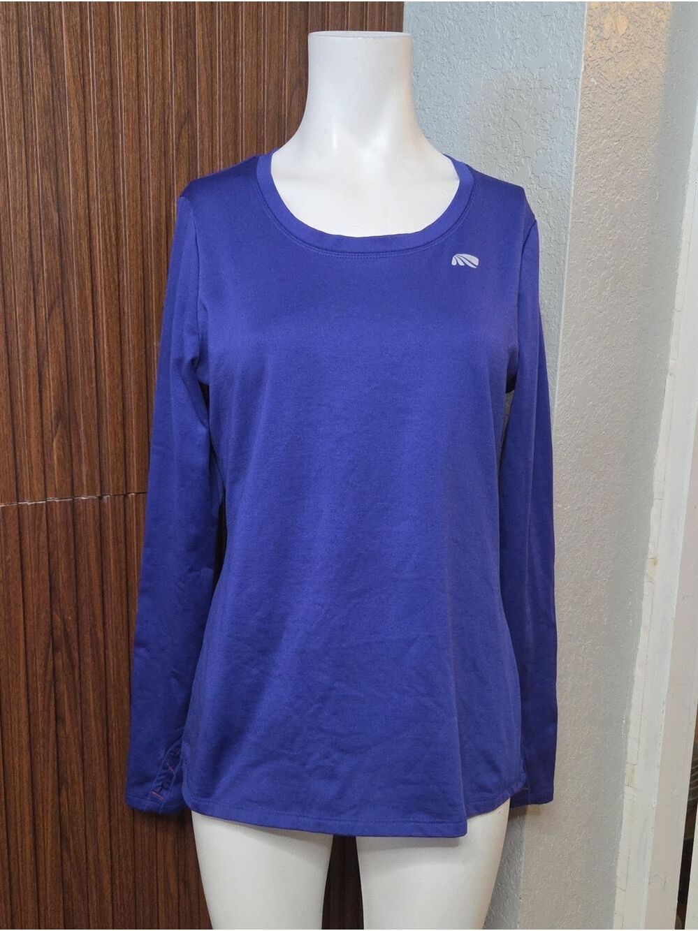 Marika Purple Long-Sleeve Scoop Neck Top Large Sz [1967]